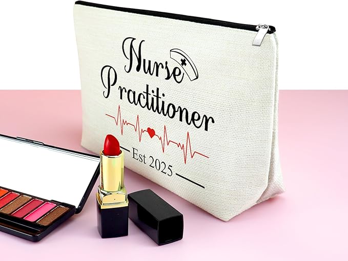 Mxrymvu New Nurse Practitioner Gifts Cosmetic Bag New Nurse Graduation Gifts for Nursing NP Makeup Bag NP Est 2025 Nurse Gifts Nursing Graduation Gifts Nursing Gifts Travel Makeup Pouch