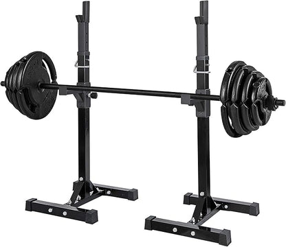ANT MARCH Pair of Adjustable Height 40"-66" Portable Dumbbell Racks Sturdy Steel Squat Rack Barbell Free Bench Press Stands Home Gym Load 550Lbs Dipping Station