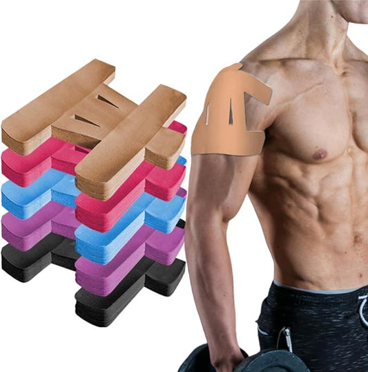 IEADEN Precut Kinesiology Tape for Shoulder, 10 Pcs - Shoulder Support & Stability, Shoulder Pain Relief Athletic Tape - Waterproof & Elastic, Breathable Hypoallergenic Latex-Free Tape, Beige