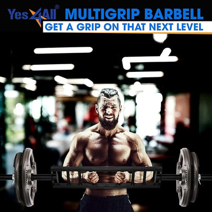 Yes4All Multi Grip Barbell & Cable Attachment - 2 Collars,