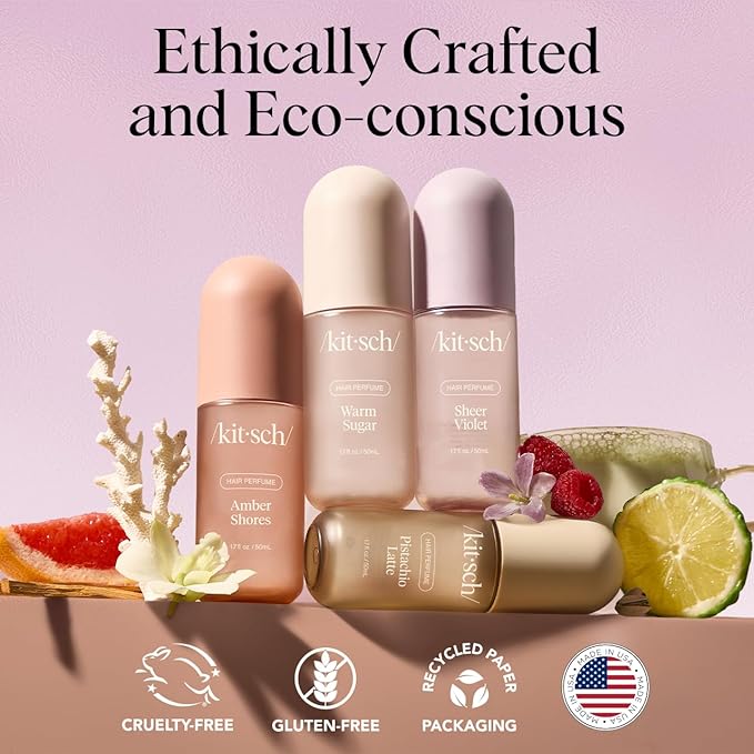 Kitsch Sheer Violet Hair Perfume For Women - Clean, Deodorizing, and Patented Odor-Eliminating Technology, Body Mist - Freshen Hair, Body & Pillows - Fruity Raspberry, Violet & Soft Musk Scent - 50ml