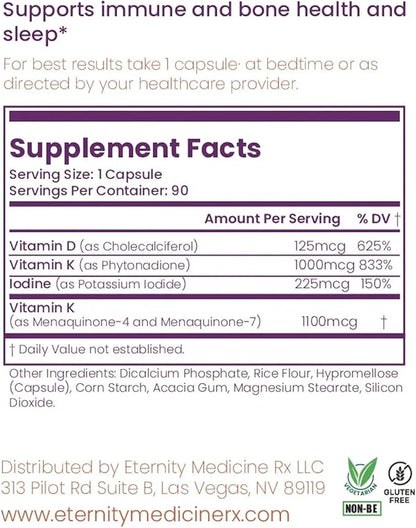 Vitamin D3 + K2 Supplement – Bone, Heart, and Immune Support – 90 Capsules