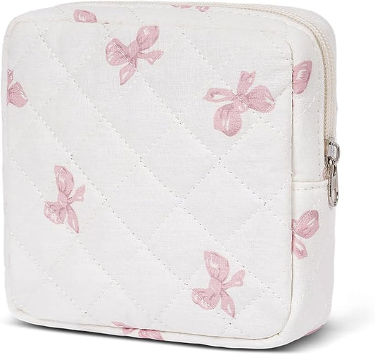 Small Makeup Bag for Purse,Quilted Cosmetic Pouch, Mini Make up Bags with Compartments Inside, Cute Cosmetic Organizer for Women, Travel Toiletry Bag