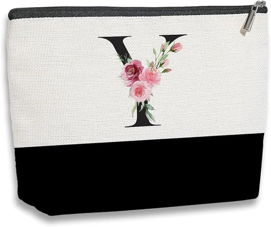 Initial Makeup Bag, Personalized Gifts for Women, Personalized Makeup Bag, Bridesmaid Gifts, Cosmetic bags for Women (Letter Y)
