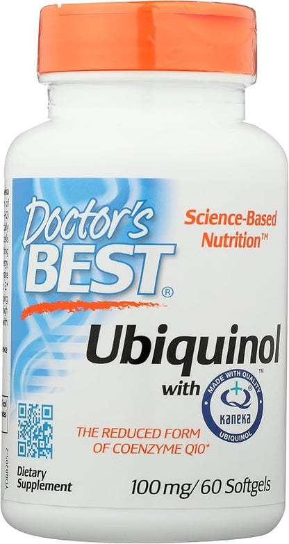 Doctor's Best Ubiquinol with Kaneka QH, Healthy Heart, Enhances Cellular Energy, Antioxidant, Non-GMO, Gluten Free, Soy Free, 100 Mg