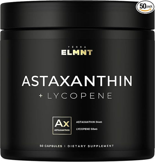 Astaxanthin 24mg + Lycopene 50mg Clinical Strength Carotenoids Skin Supplement w. 100% Natural Astaxanthin from MicroAlgae - Best Astaxanthin Supplements for Skin Health & Pigmentation - Astaxantina