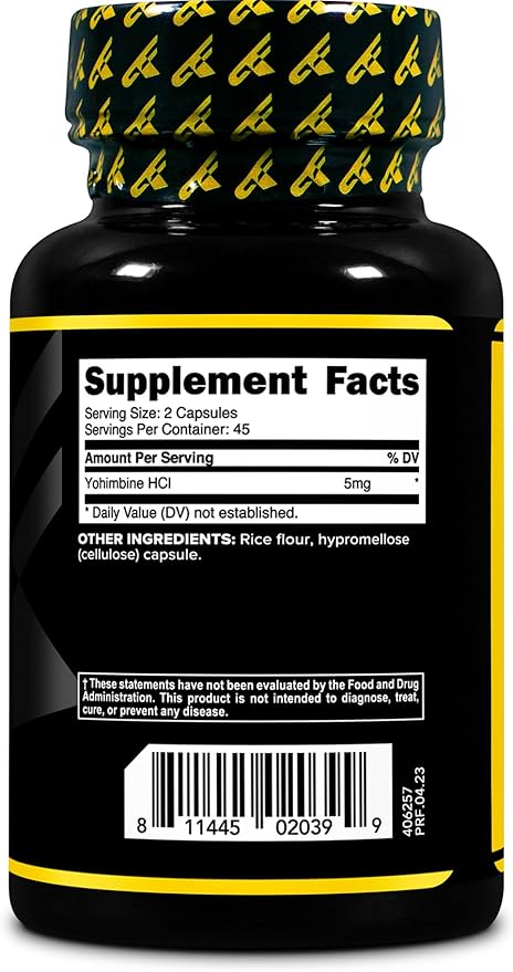 PrimaForce Yohimbine HCl 2.5mg, 90 Capsules - Non-GMO and Gluten Free Supplement
