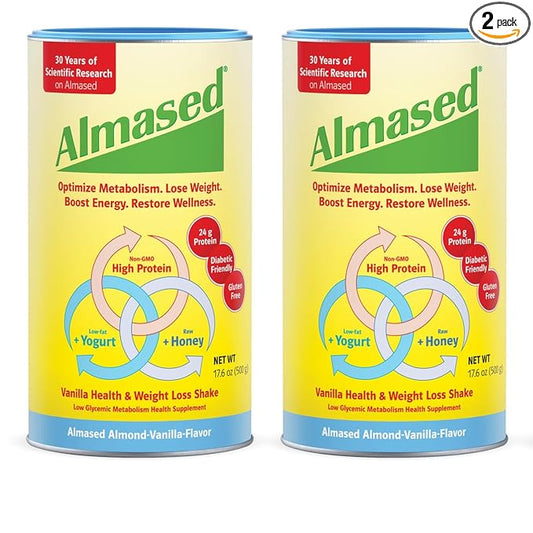 Almased Meal Replacement shakes – Gluten-Free, non-GMO Weight Management Powder – Vanilla Flavor, 17.6 oz (2 pack)