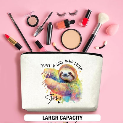 Sloth Gifts Makeup Bag Sloth Stuff Sloths Lovers Cosmetic Bag Travel Organizer Bags Makeup Pouch, Christmas Birthday Animal Lovers Gifts for Women Girls Friends