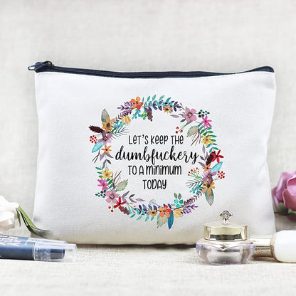 Funny Canvas Cosmetic Bag Makeup Bags Cute Travel Bag Birthday Gifts for Women
