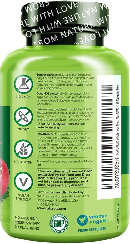 NATURELO Whole Food Multivitamin for Women - with Vitamins, Minerals, & Organic Extracts - Supplement for Energy and Heart Health - Vegan - Non GMO - 120 Capsules