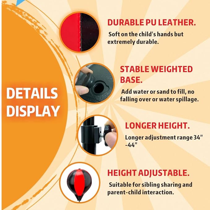 Everlast Kids Boxing Set with Stand, Adjustable Punching Bag for Boys & Girls Aged 3-10, Includes Boxing Gloves