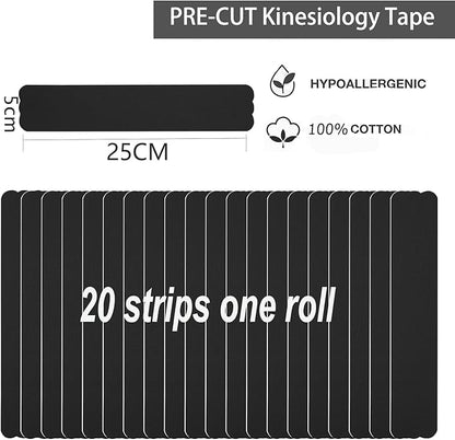 Kinesiology Tape Pro Athletic Sports (3 Rolls,60 Precut Strips) Waterproof Breathable Latex Free Tape for Ankle Wrists Knees Elastic Running Tennis Swimming Football Sports Activities Tapes(Purple）