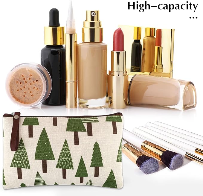 SUMAJU 8 Pcs Canvas Cosmetic Bag, Multi-function Travel Makeup Bag Cosmetic Pouch with Zipper Travel Toiletry Bag Small Makeup Pouch Christmas Gifts Stocking Stuffers for Women