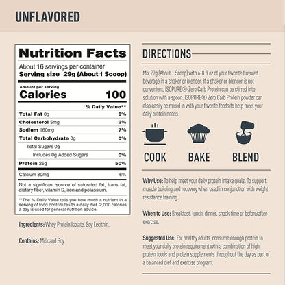 Bundle of Isopure Unflavored Whey Protein Isolate, 25g Protein, Zero Carb, 16 Servings, 1 Pound (Packaging May Vary) + Collagen Peptides Powder, 14 Servings, Unflavored, with Vitamin C, with Biotin