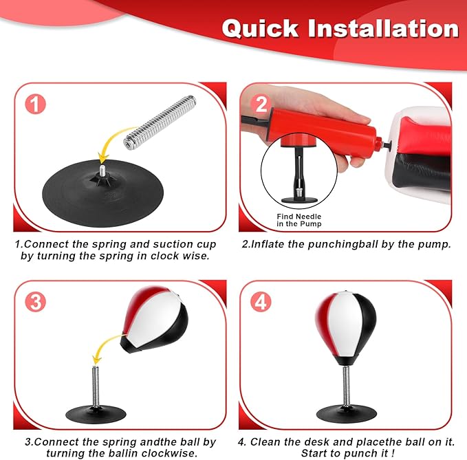Desktop Punching Bag, Super Strong Suction Boxing Bag Speed Balls, Stress Buster with Suction Cup for Office Table and Counters, Fun Gift for Boss or Coworker