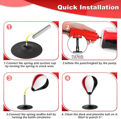 Desktop Punching Bag, Super Strong Suction Boxing Bag Speed Balls, Stress Buster with Suction Cup for Office Table and Counters, Fun Gift for Boss or Coworker