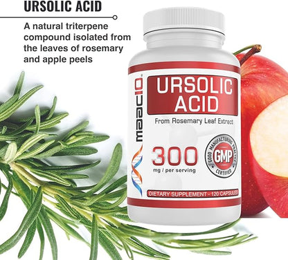 MAAC10 Ursolic Acid 300mg | Sourced from Rosemary Extract | Third-Party Lab Tested | AMPK & Sirtuin Activator