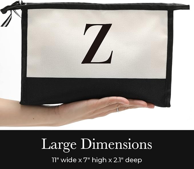 Monogrammed for Women Initial bridesmaid gifts, Personalized monogram Monogram Cosmetic Bag,Travel Makeup Bag Suitable for Wedding weekend Beach Gift for Women Teachers Friends.Pure letters Z