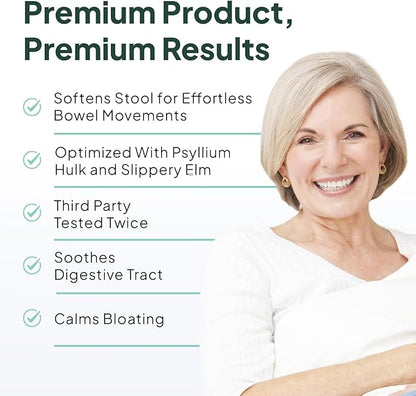 Better Fiber - Daily Fiber Supplement - Soften Stool for Effortless Bowel Movements - with Psyllium Hulk and Slippery Elm - 3 Bottles