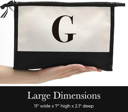Monogrammed for Women Initial bridesmaid gifts, Personalized monogram Monogram Cosmetic Bag,Travel Makeup Bag Suitable for Wedding weekend Beach Gift for Women Teachers Friends.Pure letters G