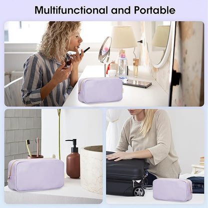 Wandering Nature Makeup Bag for Purse Cosmetic Bags for Women Make Up Organizer Travel Pouch Pencil Case with Slip-in Pockets Vegan Leather,Patent Pending
