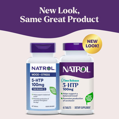 Natrol 5-HTP 100mg, Dietary Supplement Helps Support a Balanced Mood, 90 Time Release Tablets, 22-45 Day Supply