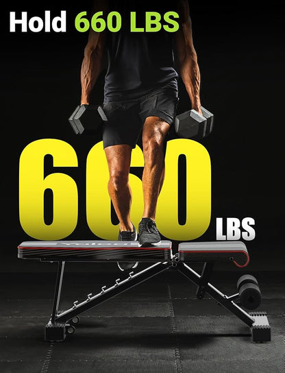 Yoleo Adjustable Weight Bench for Full Body Workout;