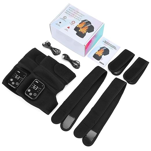 Heated Knee Massager for Pain Relief, Portable Knee Brace with Heat to Keep Knee Warms, Knee Heating Pad for Shoulder Elbow Knee 3 in 1 with Vibration