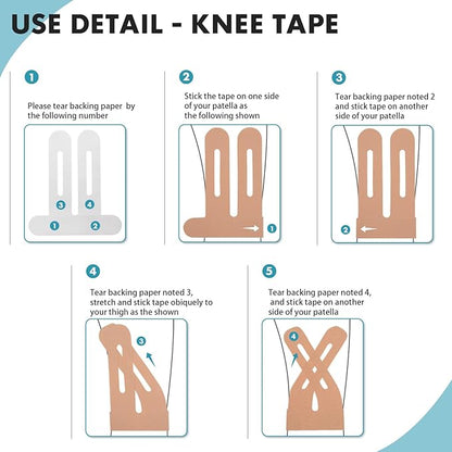 Kinesiology Tape for Knee 12 Pack, Precut Knee Tape for Muscle & Joints, Athletic Sports Tape for Knee Support, Latex Free and Water Resistant, Pink