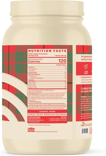 Podium Nutrition Whey Protein Powder, Gingerbread, 25g Protein Per Serving with Digestive Enzymes, Whey Protein Isolate & Concentrate, Gluten Free, Low Carb, Low Sugar & Soy Free, 27 Servings