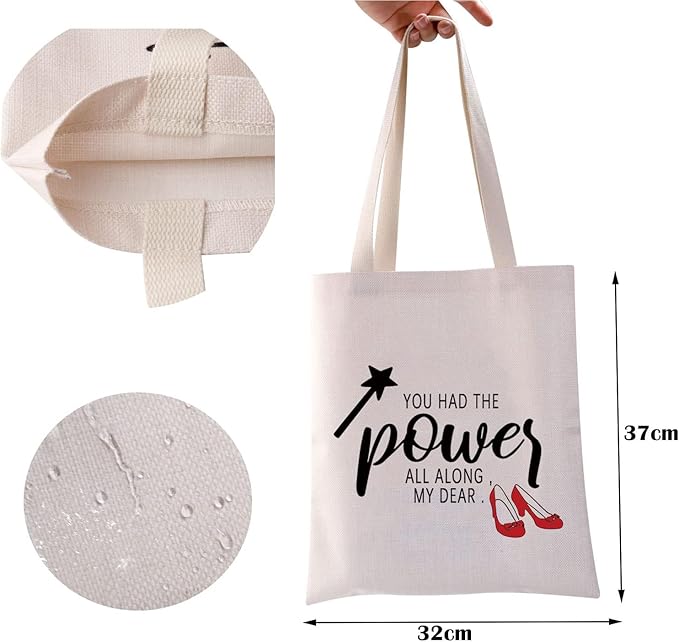 ZJXHPO Inspired Gift TV Show Gift You Had The Power All Along My Dear Makeup Bag Inspirational Canvas Tote Bag (The Power tote bag)