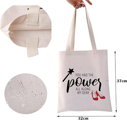 ZJXHPO Inspired Gift TV Show Gift You Had The Power All Along My Dear Makeup Bag Inspirational Canvas Tote Bag (The Power tote bag)
