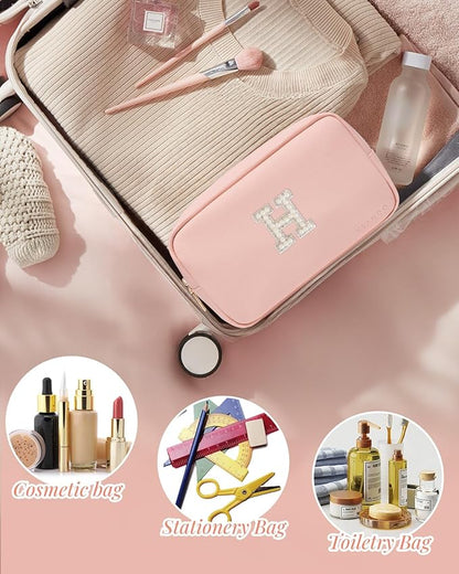Vlando Personalized Makeup Bag for Women Small Makeup Brush Bag Birthday Gift Idea for Her Mom Toiletry Bag for Women H
