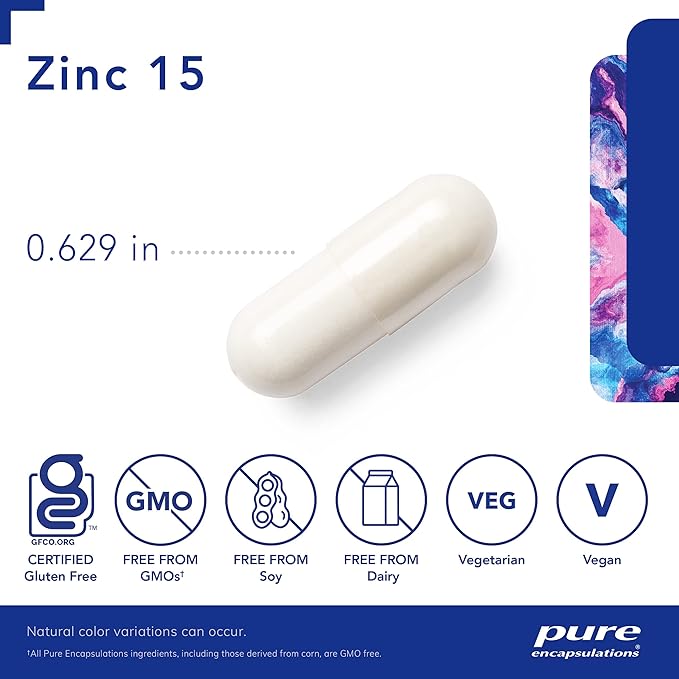 Pure Encapsulations Zinc 15 mg - Zinc Picolinate Supplement for Immune System Support, Growth & Development - for Wound Healing - with Premium Zinc Picolinate - 180 Capsules
