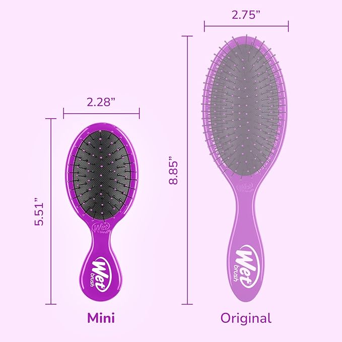 Wet Brush Squirt Detangling Brush, 3 Ct, Pink, Purple & Blue, Mini Detangler, No Tangle Ultra-Soft IntelliFlex Bristles, Wet & Dry Styling Hairbrush for Women & Men, All Hair Types