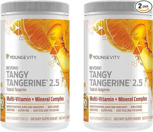 Youngevity Beyond Tangy Tangerine 2.5 Tropical Tangerine Ultimate Multi-Vitamin & Mineral Complex - Made With Natural & Whole Foods | 8,000 ORAC (2)