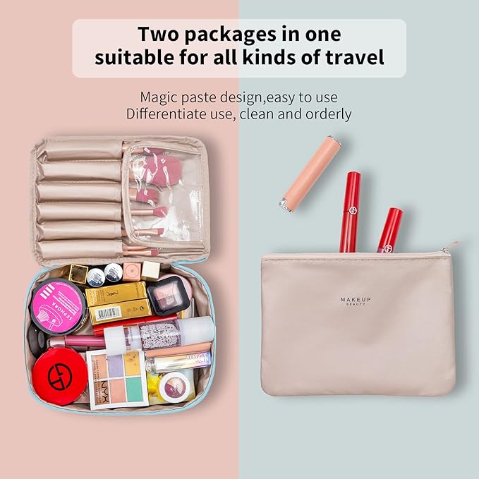 Travel Makeup Bag Cosmetic Bag Makeup Bag Toiletry bag for women and men (Blue)