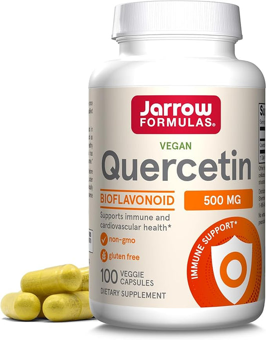 Jarrow Formulas Quercetin 500 mg, Dietary Supplement, Antioxidant Support for Cardiovascular and Immune Health, 100 Veggie Capsules, 100 Day Supply