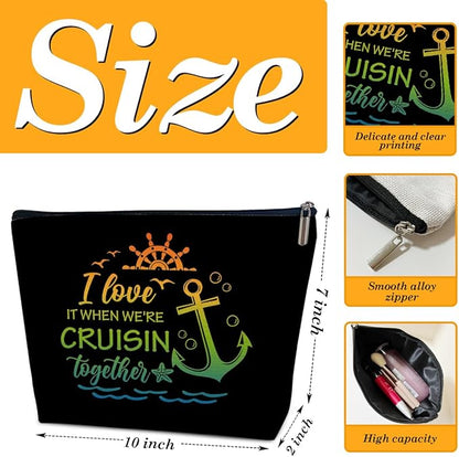Cruise Travel Makeup Gift Bag, Cosmetic Zipper Pouch For Women Girls Mom Sister Friend, Wet Toiletry Baby Diaper Bag, Ocean Sea Shells Beach Starfish Decor, Cruise Lover Summer Vacation Gifts