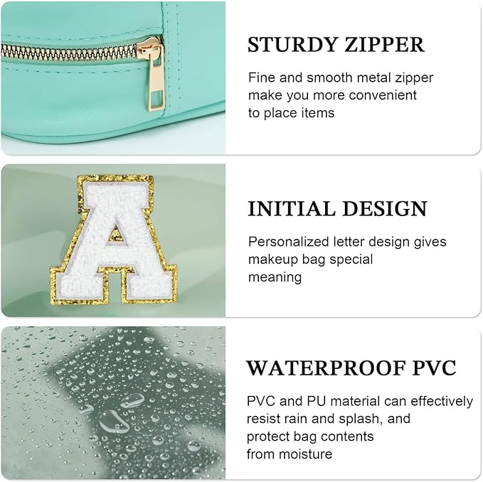 YOOLIFE Initial Travel Toiletry Bag, Clear Makeup Bag Preppy Cosmetic Bags Organizer Clear Makeup Bags With Zipper Teen Girlfriend Teacher Mom Birthday Daughter Gifts 11 Year Old Girl Gifts Blue Z