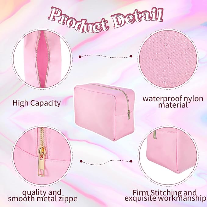 Sweetude 6 Pcs Nylon Makeup Bag Travel Nylon Pouch Zipper Cosmetic Bag for Purse Women Girls Organizer Makeup Pouch for Birthday Wedding Mother's Day Graduation Gifts(XL,Assorted Color)