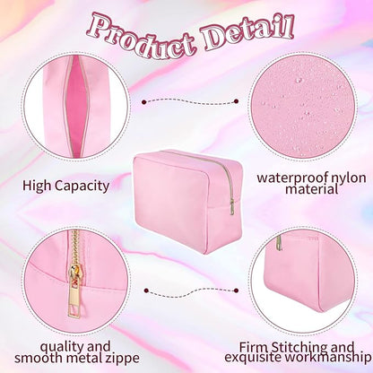 Sweetude 6 Pcs Nylon Makeup Bag Travel Nylon Pouch Zipper Cosmetic Bag for Purse Women Girls Organizer Makeup Pouch for Birthday Wedding Mother's Day Graduation Gifts(XL,Assorted Color)
