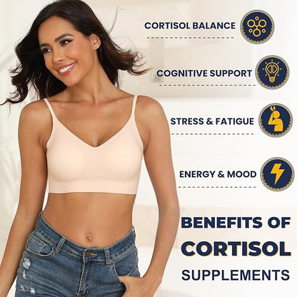 Cortisol Supplement with Ashwagandha,Magnesium,Rhodiola Rosea,L Theanine,Hormone Balance for Women Mood, Focus, Sleep Support 120 Vegan Capsules (Pack of 1)