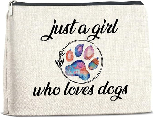 Dogs Lover Gifts Makeup Bag Just a Girl Who Loves Dogs Cosmetic Bag Zipper Makeup Pouch