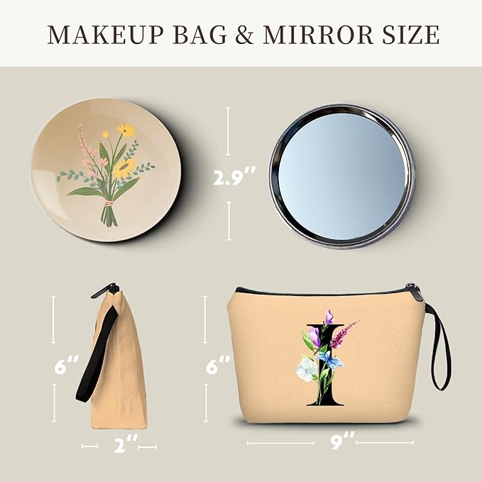 SEAMOON Birthday Inspirational Bridesmaid Proposal Team Small Gifts for Women Mom Aunt Teacher Sister Coworkers Makeup Cosmetic Bag Travel with Mirror Mothers Day Christmas Graduation I
