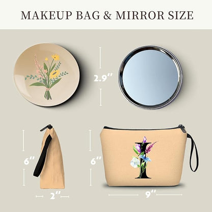 SEAMOON Birthday Inspirational Bridesmaid Proposal Team Small Gifts for Women Mom Aunt Teacher Sister Coworkers Makeup Cosmetic Bag Travel with Mirror Mothers Day Christmas Graduation I