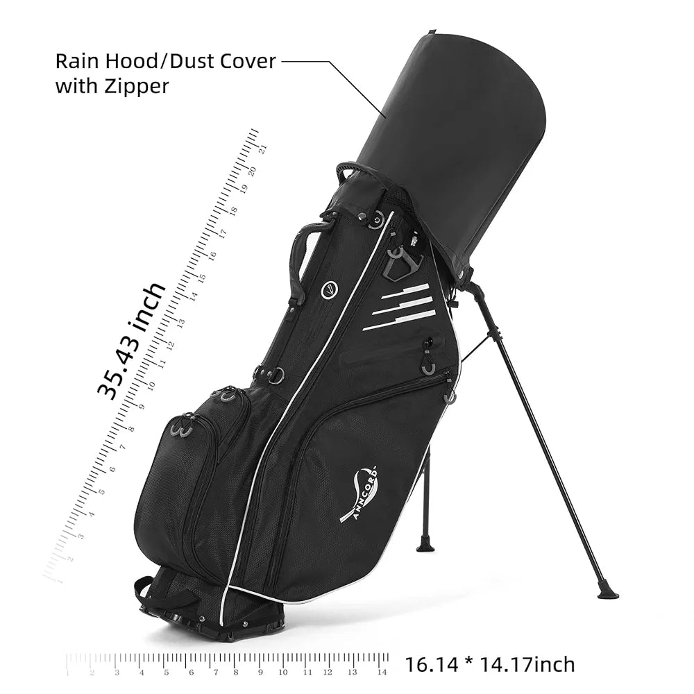 Golf Stand Bag 14 Way Top Dividers Full-Length with Stand, 8 Pockets, Cooler Pouch, Waterproof Golf Bag for Men, Dual Strap, Rain Hood
