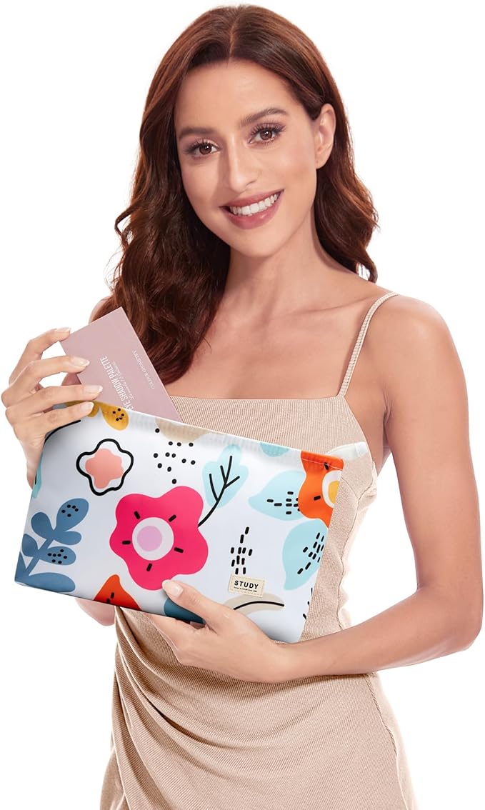 WLLWOO WLLWOO 2pcs Travel Make Up Bags-Cosmetic Bag Nylon Waterproof Large Wide Zipper Coin Purse Travel Toiletry Small Makeup Pouch For Women