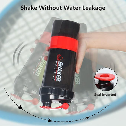 XTK Shaker Bottle 16OZ Protein Shaker Bottles with Mix Ball Sports Water Bottle Leak Proof GYM Cup for Protein Mixes with Powder Storage & Pill Organizer, Ideal for Pre Workout,BPA Free(red)